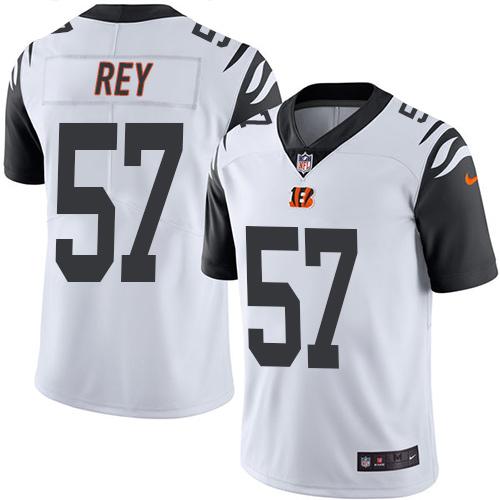 Nike Bengals #57 Vincent Rey White Men's Stitched NFL Limited Rush Jersey